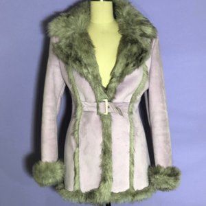 Beautiful vegan Bebe purple faux shearling jacket